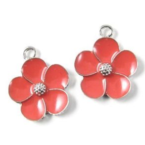 Buttercup, silvered/red, 1 eye, 16mm, 2pcs.