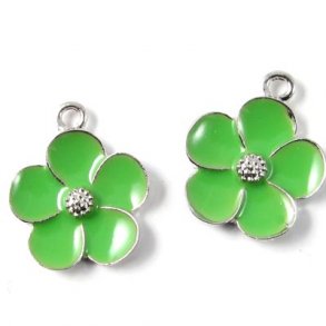 Buttercup, silvered/green, 1 eye, 16mm, 2pcs.