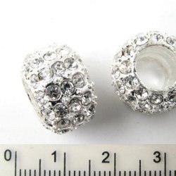 1 Stk. Zwischenperle, versilbert m. Kristallen, 16x10 mm