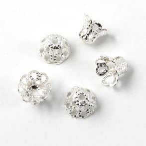 Versilberte Perlenschalen, filigran, 7 mm, 10 Stk.