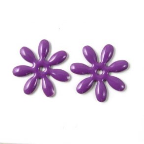 Emalje, margurit-form, varm lilla, f.s 18mm, 2stk