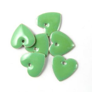 Emaille-Anhänger, mintgrünes Herz, 12x12 mm, 4 Stk.
