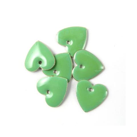 Enamel charm, mint-green heart, 12x12mm, 4pcs.