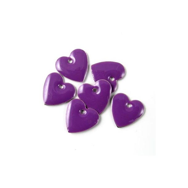 enamel heart , warm purple w. silver border, 12x12mm, 4pcs.