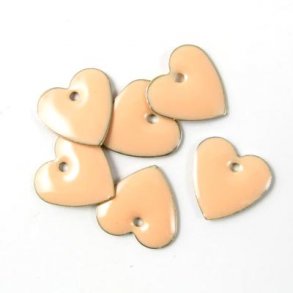 Emaille-Anhänger, puderfarbenes Herz, 12x12 mm, 4 Stk.