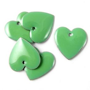 Emaille, mintgrünes Herz, versilbert, 16 mm, 2 Stk.