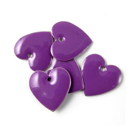 Enamel, warm purple heart, 16mm, 2pcs.