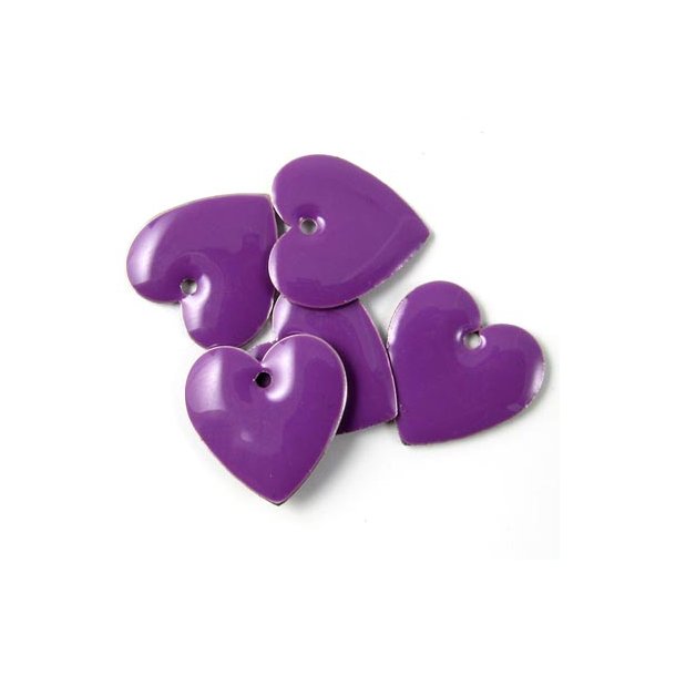 Enamel, warm purple heart, 16mm, 2pcs.