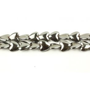 Hematite, entire strand of beads, heart, 8mm, 50pcs.