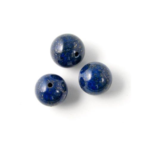 Lapis-Lazuli, dyb bl m gnister, rund, diameter 8 mm, 6 stk.