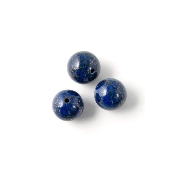Lapis-Lazuli, dyb blå m gnister, rund, diameter 8 mm, 6 stk.