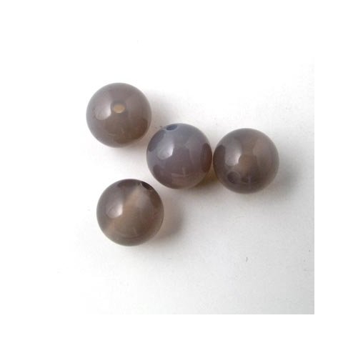 Grå agat, rund perle, 6 mm, 10 stk.