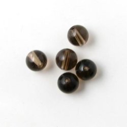 Røgkvarts perle, klar brun, rund, 4 mm, 10 stk