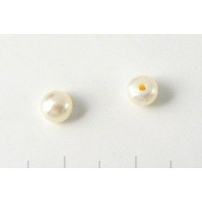 Freshwater pearl, white, half-drilled, flat backside, 3.5mm, 2pcs