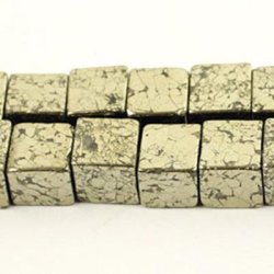 Pyrith, ganzer Strang, Kubus-Perle 6x6x6 mm, 60 Stk.