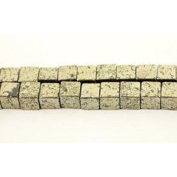 Pyrith, ganzer Strang, Kubus-Perle 6x6x6 mm, 60 Stk.