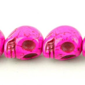 Pressed turquoise, pink skull, 18x14mm, 2pc.