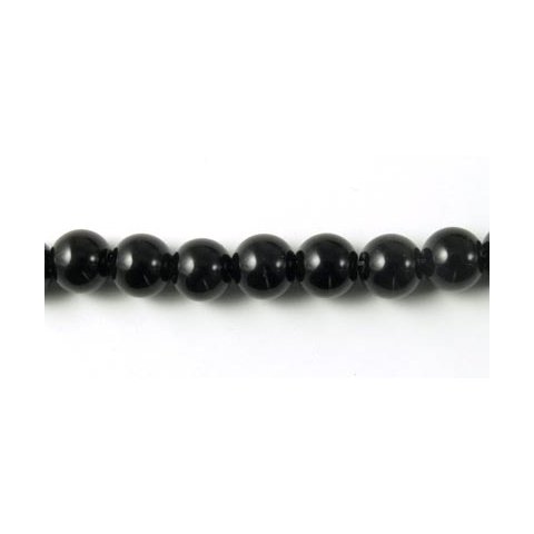 Onyx perle, hel streng, sort, rund, 6 mm, 65 stk.
