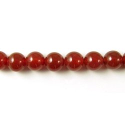 Carnelian, entire strand of beads, round, red-brownish, A-grade, 10mm, appx. 38pcs.