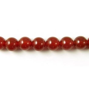 Carnelian, entire strand of beads, round, red-brownish, A-grade, 10mm, appx. 38pcs.