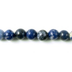 Sodalith, ganzer Strang, blau-wei, rund, 12 mm, 33 Stk.