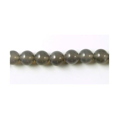 Gr&aring; agat, hel streng, rund perle, 10 mm, 39 stk