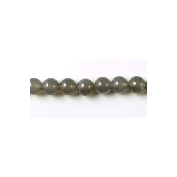 Grauer Achat, ganzer Strang, runde Perle, 12 mm, 33 Stk.