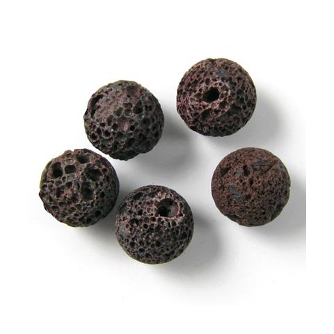 Lava, dark brown coarse-grained, round, 10-11mm, 6pcs.