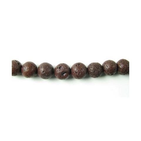 Lava, entire strand of beads dark brown wax-polished, 8mm, 46pcs.