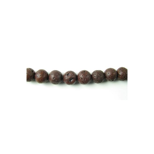 Lava, entire strand of beads dark brown wax-polished, 8mm, 46pcs.