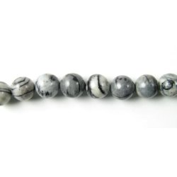 Zebra jasper, grey stripped, 12mm, 33pcs.