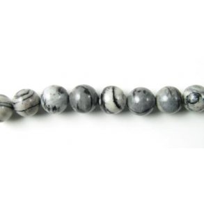 Zebra Jaspis, gr stribet, 12 mm, 33 stk.