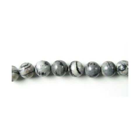 Zebra Jaspis, gr stribet, 12 mm, 33 stk.