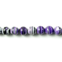 Malachite imitation, striped purple, round bead, 10mm, 6pcs.