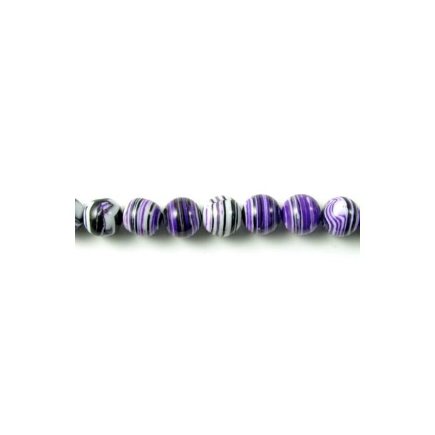 Malchite Imitation, entire strand of beads, striped purple, 12mm, 33pcs.