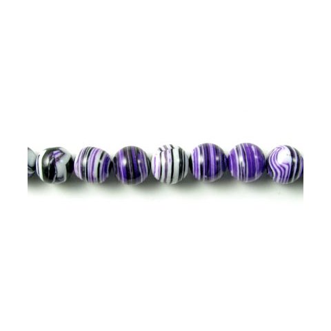 Imitation, entire strand of beads, striped purple, 8mm, 50pcs.