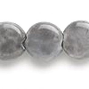 Ceramic beads, flat, round, grey, 18-19mm, 2pcs.