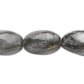 Ceramic beads, black/white, 20x12mm, 2pcs.