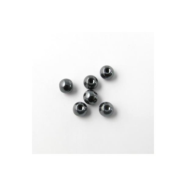 Hematit, rund perle, 3 mm, 0,5 mm hul, 20 stk.