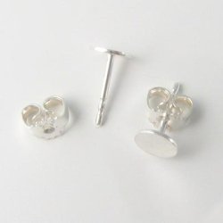 Ohrstecker mit 8 mm Platte, gl&auml;nzend, Sterlingsilber, 11x8x1 mm, 2 Stk.