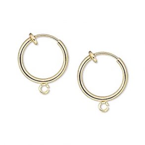 Kreolen Clips mit offener se, vergoldetes Messing, 13 mm, 2 Stk.