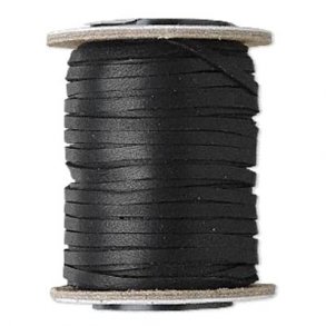 Leather cord, deer hide, black, 3mm, 1 meter