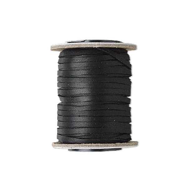 Læderbånd, rådyrskind, sort, 3 mm, 1 meter