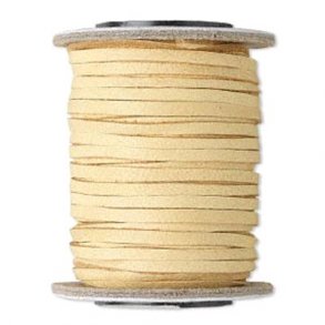 Leather cord, deer hide, light yellow, 3mm, 1 meter