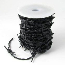 Lederband, ganze Rolle, Stacheldraht, schwarz, 2,5 mm, 10 m