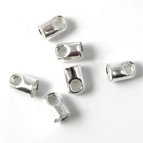 Kettenabschluss, versilbert, 3/2,5 mm Endverschluss, 10 Stk.