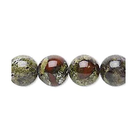 Dragon blood Jasper, green with reddish marbling, round, 4mm, 10pcs