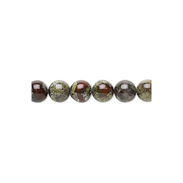 Drachenblut Jaspis, ganzer Perlenstrang, rund, grün gefleckt, 6 mm, 65 Stk.