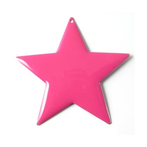 Enamel star, x-large, pink, silvered, 60mm, 1pc.