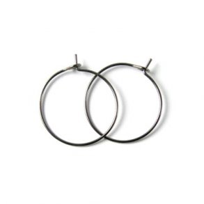Hoop earring, black brass, 20x0.7mm, 6pcs.